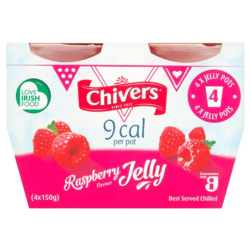 Chivers 9 Cal Raspberry Flavour Jelly 4 x 150g (600g)