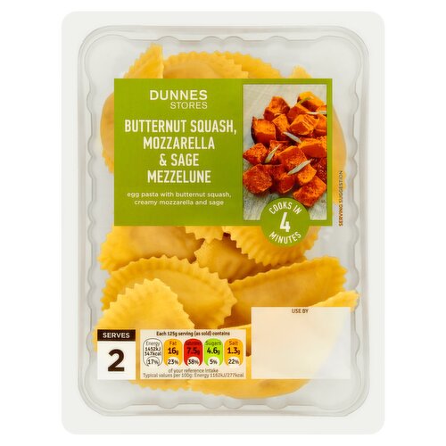 Dunnes Stores Butternut Squash, Mozzarella & Sage Mezzelune 250g