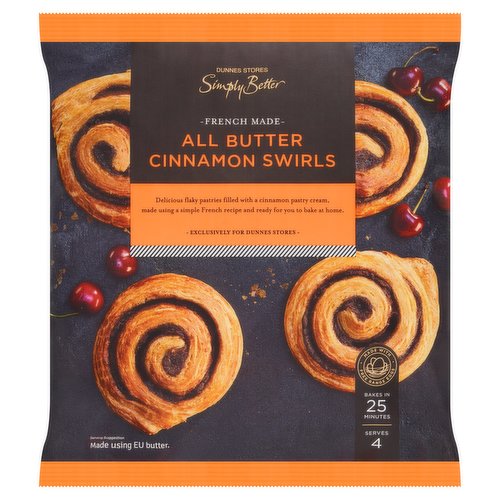 Dunnes Stores Simply Better All Butter Cinnamon Swirls 4 x 100g (400g)