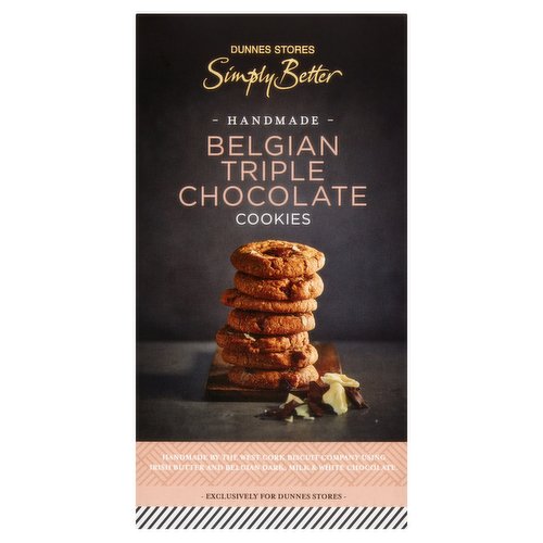 Dunnes Stores Simply Better Handmade Belgian Triple Chocolate Cookies 185g