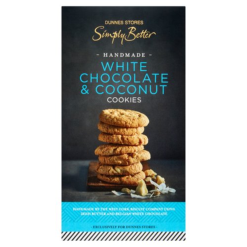 Dunnes Stores Simply Better Handmade White Chocolate & Coconut Cookies 185g