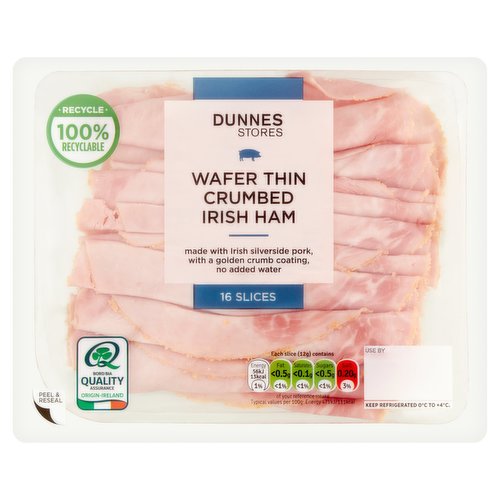 Dunnes Stores Wafer Thin Crumbed Irish Ham 16 Slices 200g