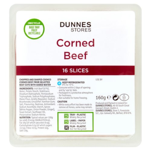 Dunnes Stores 16 Corned Beef Slices 160g