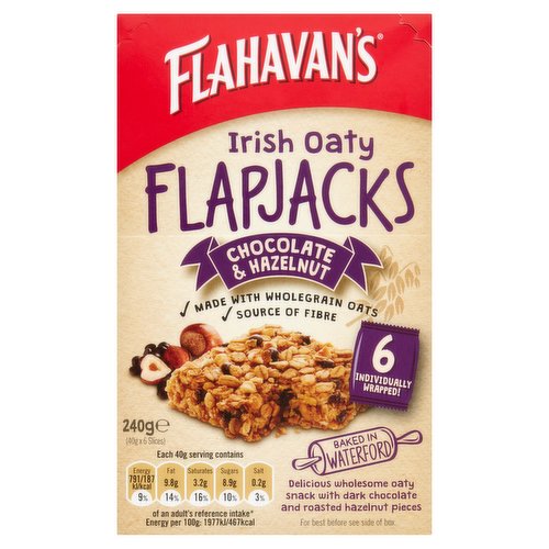 Flahavan's Irish Oaty Flapjacks Chocolate & Hazelnut 6 x 40g (240g)