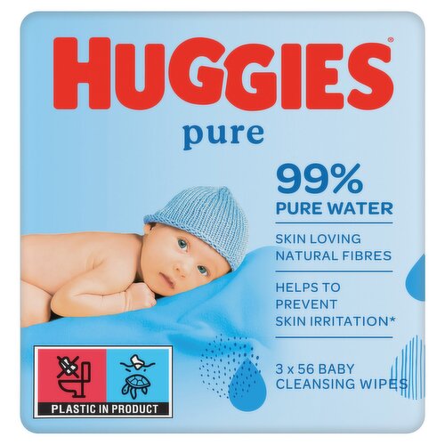 Huggies® Pure Baby Wipes - 3 Pack (3 x 56 Wipes)