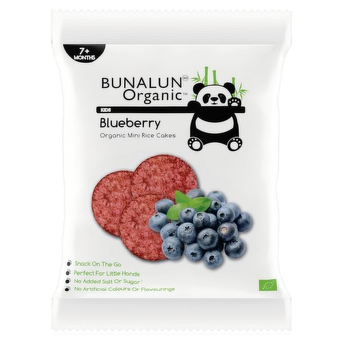 Bunalun Organic Kids Blueberry Organic Mini Rice Cakes 7+ Months 40g