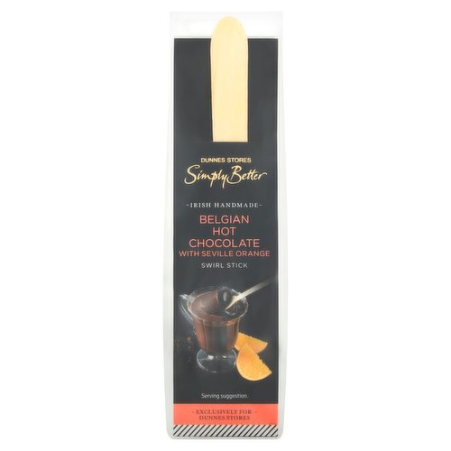 Dunnes Stores Simply Better Belgian Hot Chocolate with Seville Orange Swirl Stick 40g