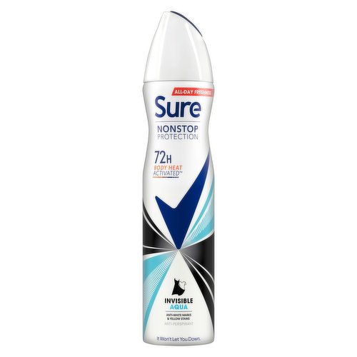 Sure  Anti-perspirant Deodorant Aerosol Invisible Aqua Nonstop Protection 250 ml 