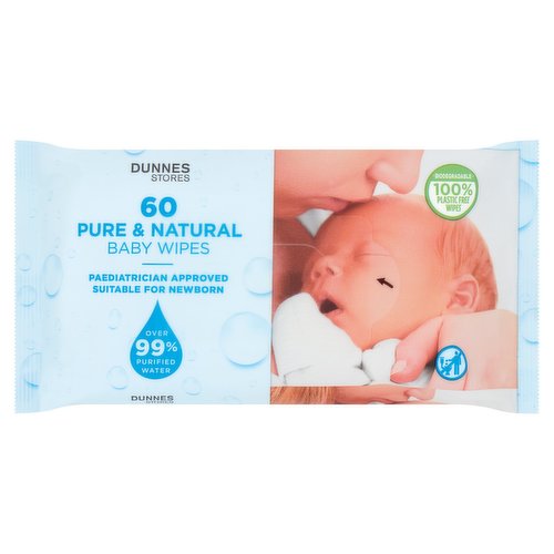 Dunnes Stores 60 Pure & Natural Baby Wipes