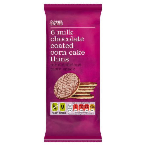 Dunnes Stores 6 Milk Chocolate Coated Corn Cake Thins 84g