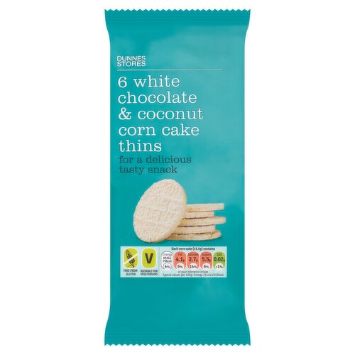 Dunnes Stores 6 White Chocolate & Coconut Corn Cake Thins 93g