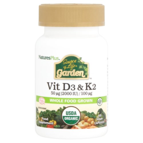 Nature Plus Source of Life Garden Vit D3 & K2 60 Vegan Capsules 