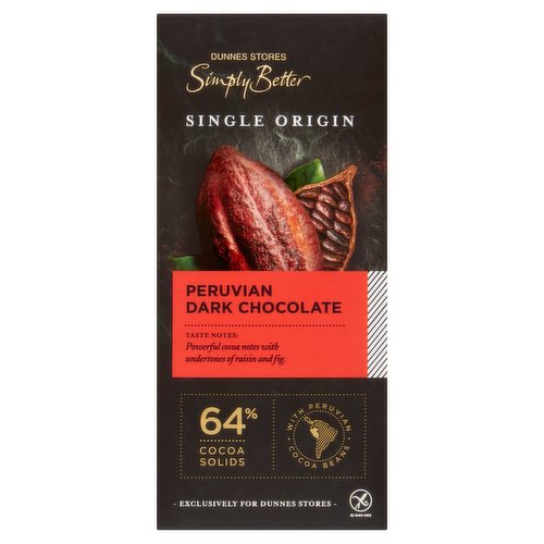 Dunnes Stores Simply Better Single Origin Peruvian Dark Chocolate 100g