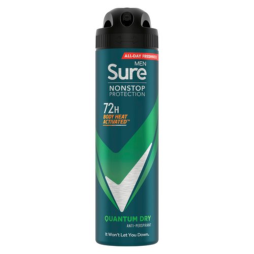 Sure Men Anti-perspirant Deodorant Aerosol Quantum Dry Nonstop Protection 150 ml 
