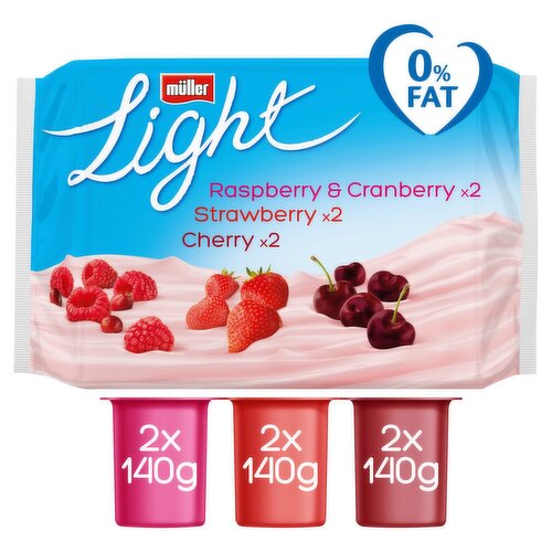 Müller Light Red Fruits Fat Free Yogurts 6 x 140g (840g)