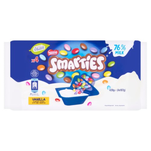 Smarties Vanilla Flavour Yogurt with Mini Smarties 4 x 107g (428g)