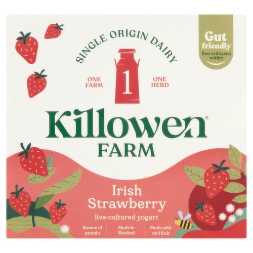 Killowen Farm Irish Strawberry Live-Cultured Yogurt 4 x 125g