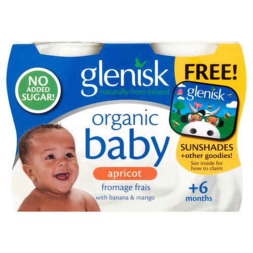 Glenisk Organic Baby Fromage Frais Apricot +6 Months 4 x 60g (240g)