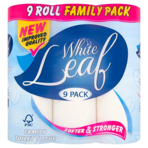 White Leaf 9 Family Toilet Tissue