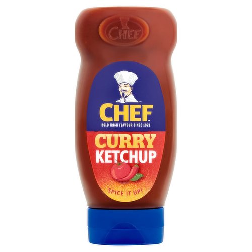 Chef Ketchup with Curry Spices<br/><br/><b>Features</b><br/>Spice It Up!<br/>Gluten free<br/>No hydrogenated fat<br/>Suitable for vegetarians<br/><br/><b>Lifestyle</b><br/>Gluten free<br/>Suitable for Vegetarians<br/><br/><b>Pack Size</b><br/>470g ℮<br/><br/><b>Usage Other Text</b><br/>This pack contains approx. 31 servings<br/><br/><b>Usage Count</b><br/>Number of uses - Servings - 31<br/><br/><br/><b>Ingredients</b><br/>Water<br/>Sugar<br/>Concentrated Tomato Purée 9.5%<br/>Spirit Vinegar<br/>Modified Maize Starch<br/>Vegetable Fat<br/>Spices 1.5% (contains <span style='font-weight: bold;'>Mustard</span>)<br/>Salt<br/>Flavourings (contains <span style='font-weight: bold;'>Celery</span>)<br/>Tomato Powder<br/>Dextrose<br/>Lactic Acid<br/>Acetic Acid<br/>Xanthan Gum<br/>Preservative (Potassium Sorbate)<br/>Flavour Enhancers (Monosodium Glutamate, Sodium 5'- Ribonucleotides)<br/>Antioxidant (Calcium Disodium EDTA)<br/>Citric Acid<br/><br/><b>Allergy Advice</b><br/>For allergens, see ingredients in <span style='font-weight: bold;'>bold</span>.<br/><br/><br/><b>Storage Type</b><br/>Ambient<br/><br/><b>Storage</b><br/>Refrigerate after opening and consume within 8 weeks.<br/>
Best Before: See Cap.<br/><br/><b>Preparation and Usage</b><br/>Unscrew cap and remove foil. Shake well before use.<br/><br/>Country of Origin - Ireland<br/><br/><b>Origin</b><br/>Made in Ireland using EU/Non-EU Tomatoes and Spices<br/><br/><b>Company Name</b><br/>Valeo Foods<br/><br/><b>Company Address</b><br/>Merrywell Industrial Estate,<br/>
Ballymount,<br/>
Dublin 12.<br/><br/><b>Durability after Opening</b><br/>Consume Within - Weeks - 8<br/><br/><b>Telephone Helpline</b><br/>1800 855 706<br/><br/><b>Web Address</b><br/>www.valeofoods.ie<br/><br/><b>Return To</b><br/>Valeo Foods,<br/>
Merrywell Industrial Estate,<br/>
Ballymount,<br/>
Dublin 12.<br/>
For Customer Care, call: 1800 855 706<br/>
www.valeofoods.ie<br/>