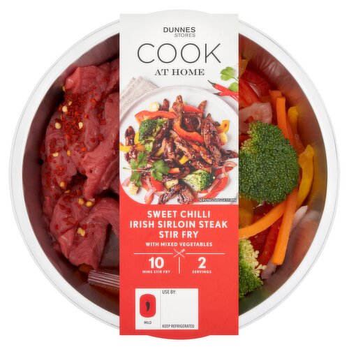 Dunnes Stores Cook at Home Sweet Chilli Irish Sirloin Steak Stir Fry 400g