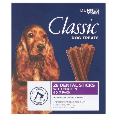 Dunnes Stores Classic Dog Treats 28 Dental Sticks with Chicken 4 x 180g (720g)