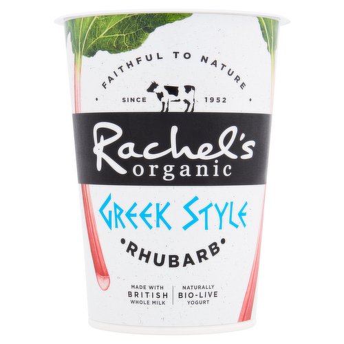 Rachel's Organic Greek Style Rhubarb Naturally Bio-Live Yogurt 450g