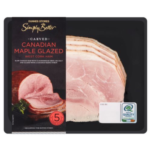 Dunnes Stores Simply Better Carved Canadian Maple Glazed West Cork Ham 5 Large Slices 140g