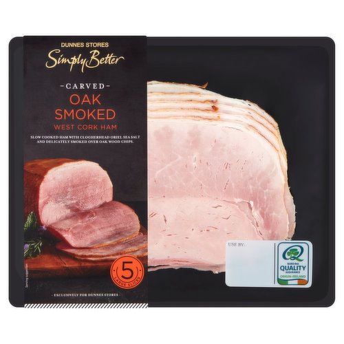 Dunnes Stores Simply Better Carved Oak Smoked West Cork Ham 5 Large Slices 140g