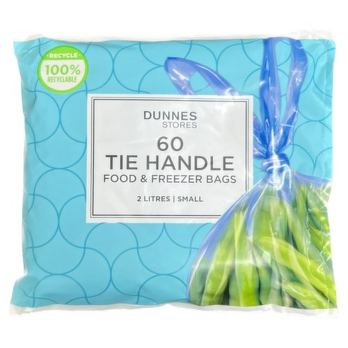 Dunnes Stores 60 Tie Handle Food & Freezer Bags Small 2 Litres