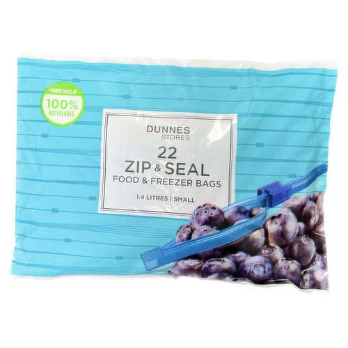 Dunnes Stores 22 Zip & Seal Food & Freezer Bags Small 1.4 Litres