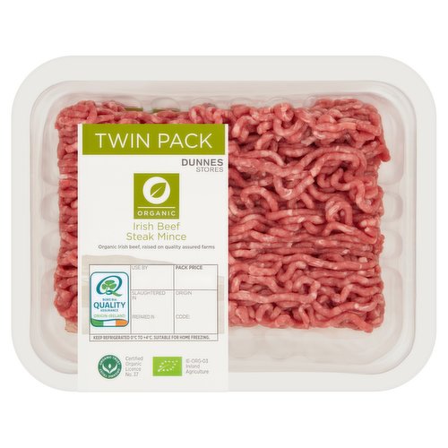 Dunnes Stores Organic Irish Beef Steak Mince Twin Pack 710g