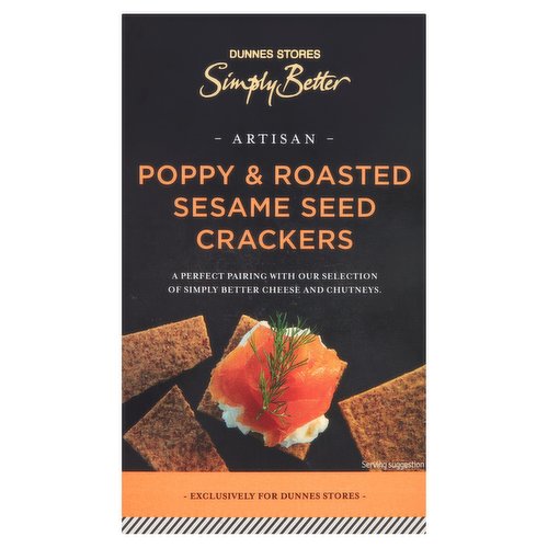 Dunnes Stores Simply Better Artisan Poppy & Roasted Sesame Seed Crackers 125g