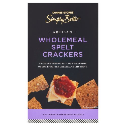 Dunnes Stores Simply Better Artisan Wholemeal Spelt Crackers 125g