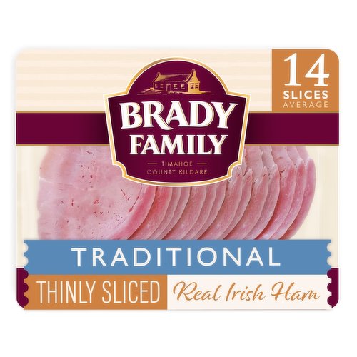 BRADY FAMILY Traditional Thinly Sliced Real Irish Ham 14 Slices 120g