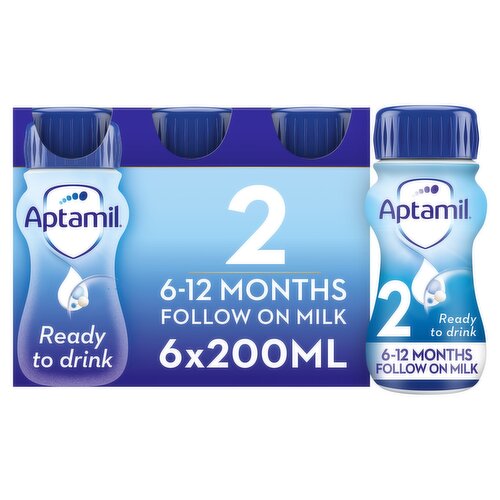 Aptamil 2 Follow on Milk 6 - 12 Months 6 x 200ml (1.2L)