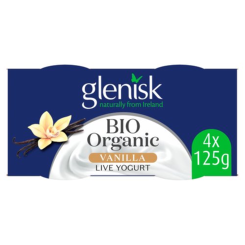 Glenisk Bio Organic Vanilla Live Yogurt 4 x 125g (500g)