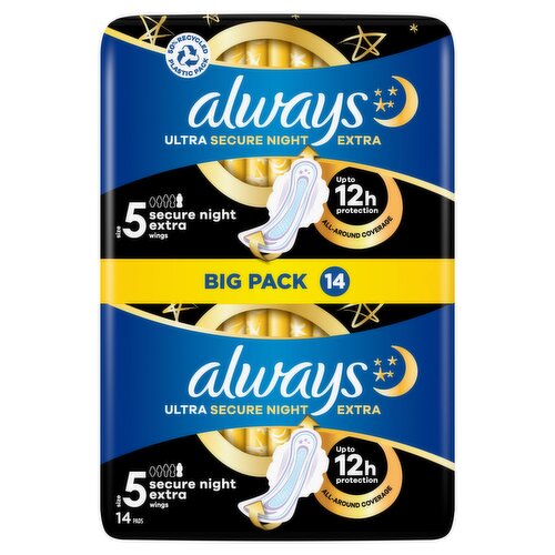 Always Ultra Sanitary Towels Secure Night Extra (S5) Wings