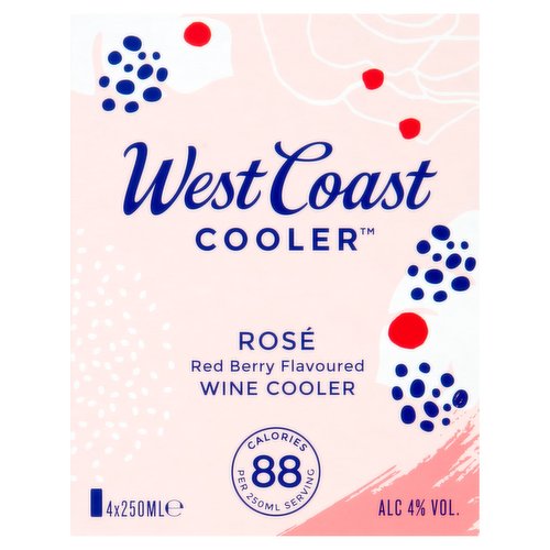 West Coast Cooler Rosé Red Berry Flavoured Wine Cooler 4 x 250ml