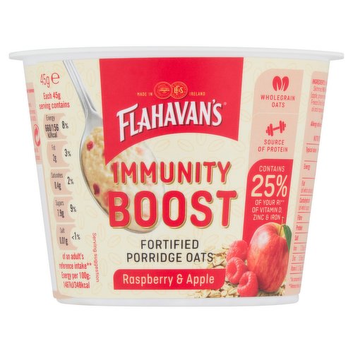 Flahavan's Immunity Boost Fortified Porridge Oats Raspberry & Apple 45g