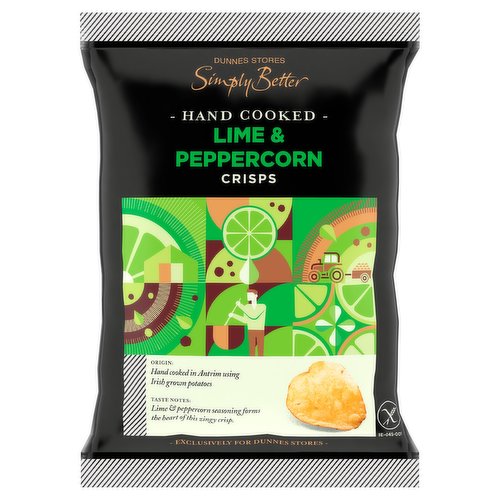 Dunnes Stores Simply Better Hand Cooked Lime & Peppercorn Crisps 40g