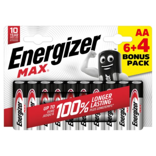 Energizer Max AA Batteries, Alkaline, 10 Pack