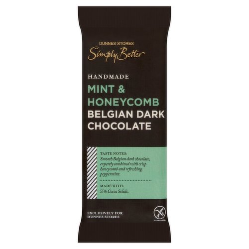 Dunnes Stores Simply Better Handmade Mint & Honeycomb Belgian Dark Chocolate 50g