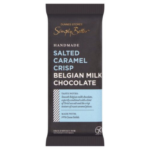 Dunnes Stores Simply Better Handmade Salted Caramel Crisp Belgian Milk Chocolate 50g