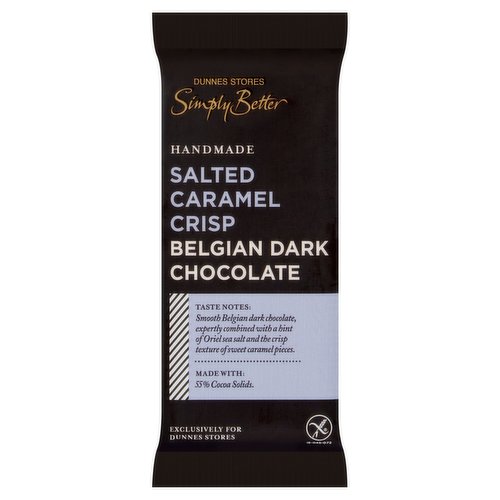 Dunnes Stores Simply Better Handmade Salted Caramel Crisp Belgian Dark Chocolate 50g