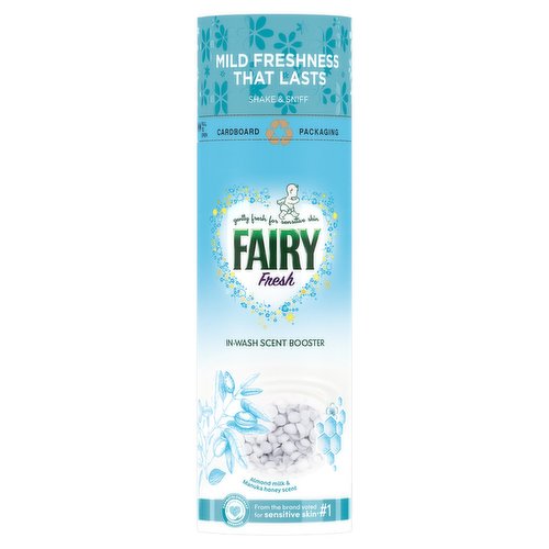 <b>Features</b><br/>In-wash scent booster for mild freshness that lasts<br/>From the brand voted #1 for sensitive skin (online panel of 3327 females among which Fairy Non Bio was voted most often as the #1 detergent & fabric softener for sensitive skin.)<br/>Dermatologically tested in-wash scent booster<br/>Fairy Beads fresh cardboard with 0% Dyes<br/>Try Fairy dream team for Sensitive Skin<br/>Can be added to every load  with all types of fabrics<br/><br/><b>Pack Size</b><br/>245Grams ℮<br/><br/><br/><b>Ingredients</b><br/>Perfumes<br/><br/><b>Safety Warning</b><br/>Keep out of reach of children. IF SWALLOWED: Immediately call a doctor.<br/><br/><b>Storage Type</b><br/>Ambient<br/><br/><b>Preparation and Usage</b><br/>Standard dose = 13.5 g (for reference, full cap capacity is 67 g). Dose using the cap then POUR directly into the washing machine drum. Do not put cap in drum. Do not put in your softener dispenser or tumble dryer. Use in addition to Fairy Detergent and Softener for irresistible freshness and softness!<br/><br/>Country of Origin - United Kingdom<br/>Packed In - United Kingdom<br/><br/><b>Telephone Helpline</b><br/>0800 328 8304<br/><br/><b>Return To</b><br/>Procter & Gamble UK, Weybridge, Surrey, KT13 0XP, UK<br/><br/>