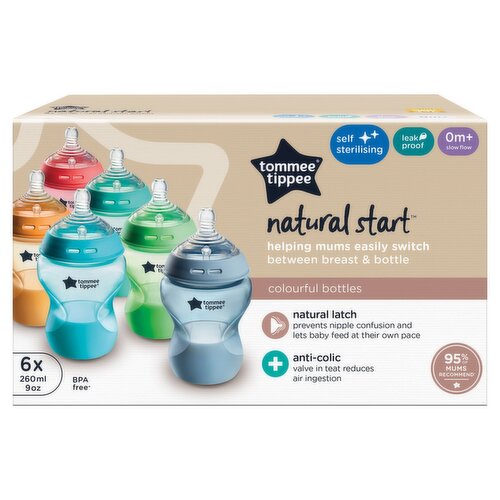 Pack de 6 Biberones Tommee Tippee Closer to Nature 260 ml Fiesta