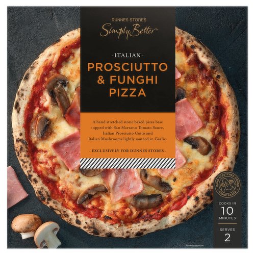 Dunnes Stores Simply Better Italian Prosciutto & Funghi Pizza 496g