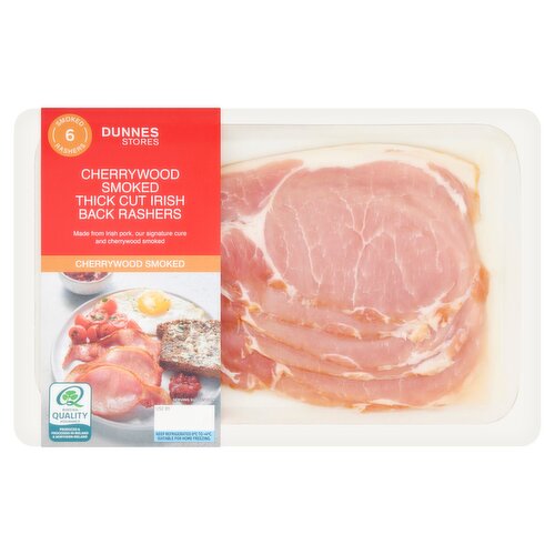 Dunnes Stores Cherrywood Smoked Thick Cut Irish Back Rashers 300g