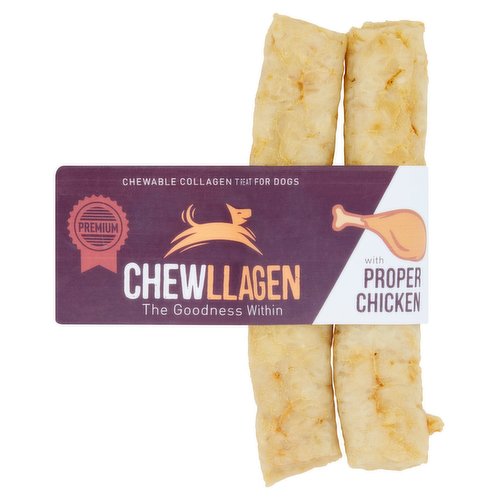 Chewllagen 2 Chewable Collagen Treat for Dogs with Proper Chicken Medium Roll